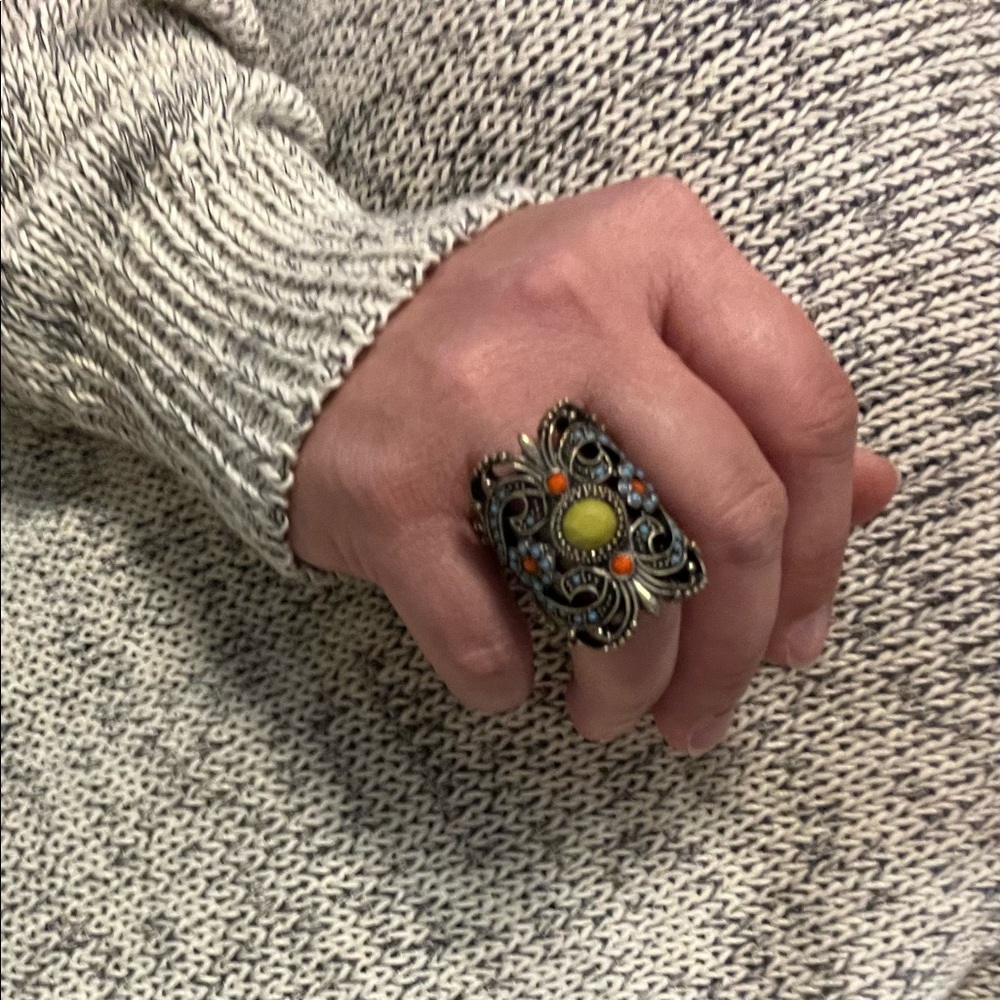 Large Beaded Statement Ring - image 3
